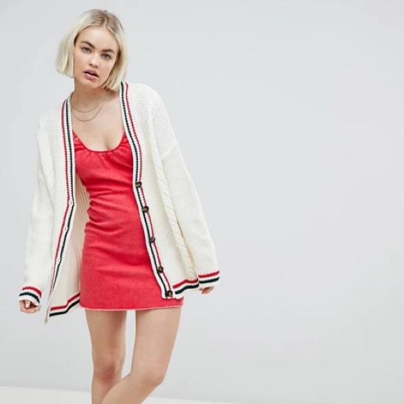 ASOS Sweaters - ASOS Oversized Cardigan With Sports Tipping